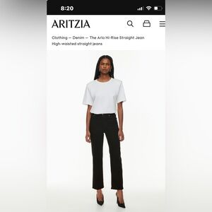 Denim Forum Black High-Rise Straight Leg Jeans